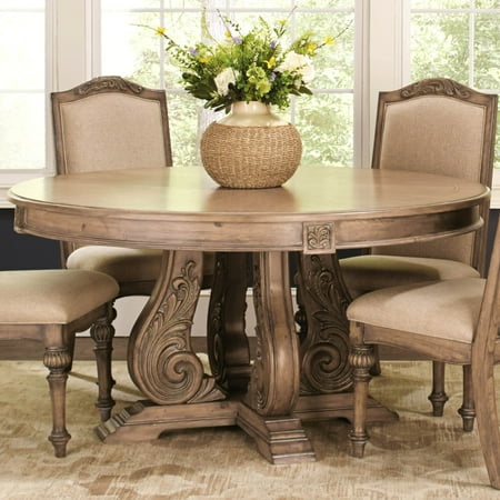 dining round table tables furniture wood french carved antique beige bauhinia ilana line mesas sets coaster elegant comedor overstock kitchen