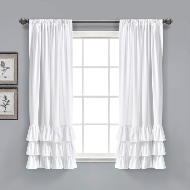 Cortina Lush Decor Allison con volantes blancos, 160 x 100 cm (par)