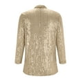 thumbnail image 6 of Women's Sequins Open Front Jacket, Long Sleeve Glitter Cardigan, Shiny Lapel Coat, Lightweight Outerwear, Casual Evening Wear, Fall Winter Sparkly Cover-Up Gold, 6 of 6
