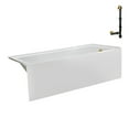 thumbnail image 4 of Streamline NAL-5340-BGL 60 in. x 30 in. Acrylic Right-Hand Drain Alcove Bathtub in Glossy White With External Drain in Brushed Gold, 4 of 10