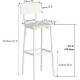 thumbnail image 2 of Juego de 2 taburetes de bar, taburete alto con respaldo y reposapiés, sillas de bar altas, taburete de bar de estilo industrial para comedor, cocina, color blanco, 2 of 4