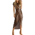 thumbnail image 1 of CEHVOM Fashion Women Leopard Printing Irregular Midi Dress, 1 of 5
