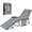Blue and White, variant on Outdoor Folding Sun Lounger 5-Position Adjustable Recliner with Padded Head Pillow, Side Pocket & Tray Table 600D Oxford Fabric Heavy-Duty Pool Beach Chair
