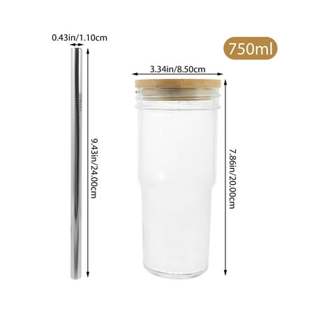 

1 Set Glass Coffee Cup Milk Tea Drinking Cup Beverage Water Cup Wine Tumbler with Lid Straw