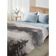 thumbnail image 4 of National Parks King Size Flat Sheet, Wrinkleproof & Fadeproof Cooling Flat Bed Sheet Only, Canadian Smokey Mountain Cliff Idyllic Breathable Soft Bedding Top Sheets 105 x 98 Inches, 4 of 8
