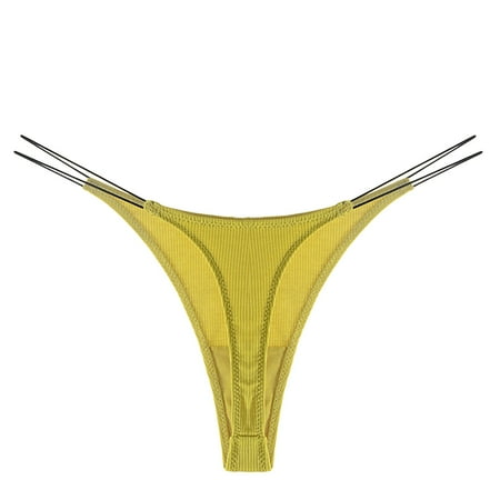 

QWERTYU G String Thongs for Women No Show Low Rise Underwear Sexy Panties Yellow S