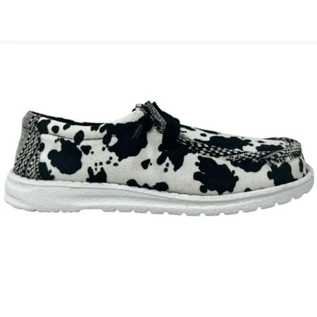

Gypsy Jazz Meadows Black White Cow Slip On Shoes