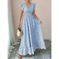 thumbnail image 4 of Women'S V Neck Floral Print Maxi Dress with Ruffle Sleeves and Smocked Waist XXL, 4 of 7