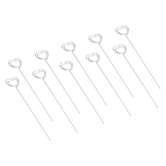 Uxcell 4.7 Inch Metal Wire Place Card Holder, 30 Pack Photo Picture Floral Picks Heart Shape Clips DIY, Silver Tone