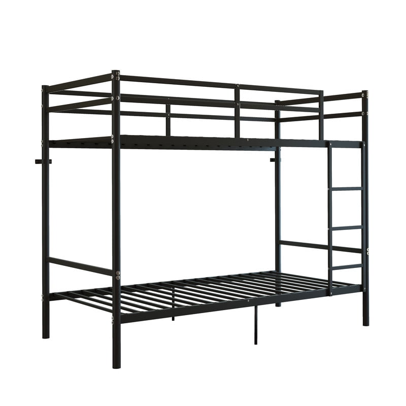 Metal Bunk Bed Twin Over Twin, Heavy-Duty Steel Bunk Bed with 14.29" High Guardrails, 19 Metal Slats per Bunk, 400+ lbs Weight Capacity, Under-Bed Storage, for Kids, Teens & Adults