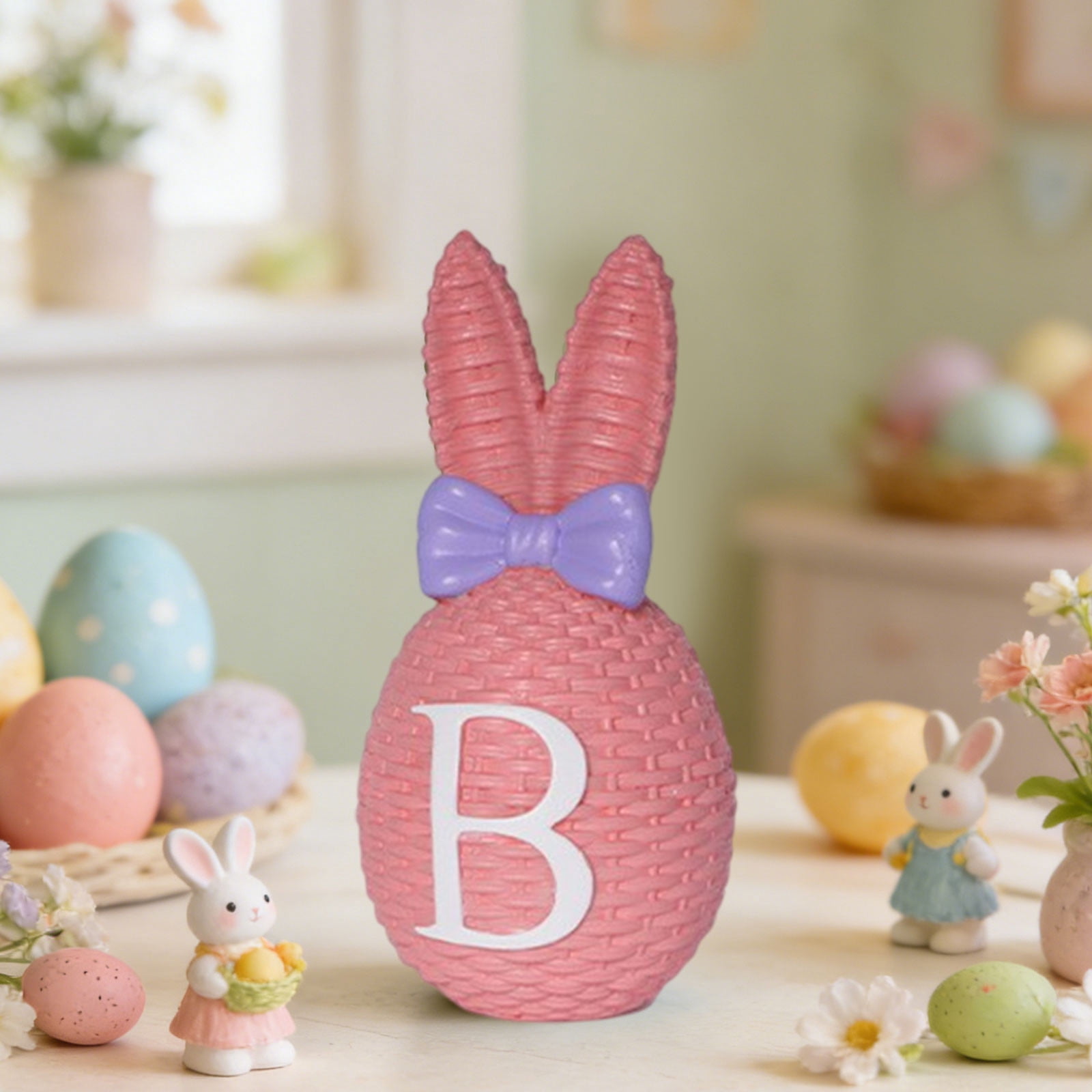 Easter Bunny Woven Storage Basket, Multifunctional Fruit and Snack Organizer, Home Decoration in Beige Coffee, Compact Size 21x12x11cm, Natural and Stylish