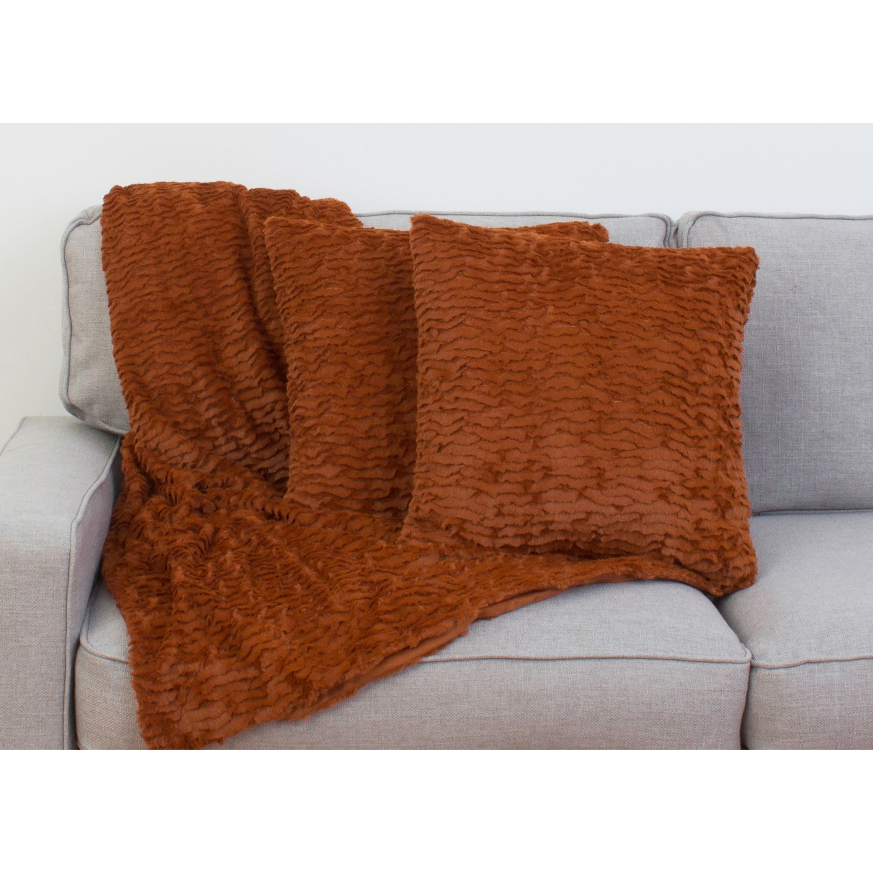 Thro Set of 2 Rachel Ruffle Pillow and Decorative w Set umber orange