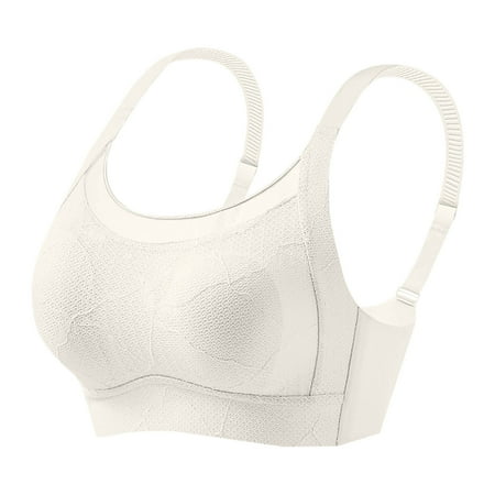 Yyeselk Seamless Bras for Women Plus Size Lace Wire Free Bra Sexy Push Up Full Coverage Bralettes Ultra Comfort Everyday T-Shirt Bra Beige XXL