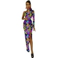 thumbnail image 4 of Hippie Flower Power Long Dress Ladies Peace Colorful 60s Retro Party Maxi Dress Summer One Shoulder Vintage Bodycon Dresses, 4 of 7