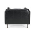 thumbnail image 4 of 39" Vintage Black Faux Leather Lounge Chair with Polyester and PU Leather Upholstery, Solid Wood Frame and Steel Legs, Perfect for Living Room, Bedroom, or Office, 4 of 5