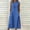 Blue, variant on Loose Fit Linen Sleeveless V-Neck Button Front Casual Dress for Women