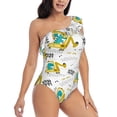 thumbnail image 3 of Gaeub Dinosaur on Excavator Women's One Shoulder Ruffle Tummy Control Swimwear for Swimming Surfing Beach Party - XX-Large, 3 of 8