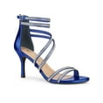 thumbnail image 1 of BLISSFUL STEP Women's Shoes Stiletto Heel Open Toe Ankle Strap Rhinestone Buckle Sandals Navy Blue 7, 1 of 7