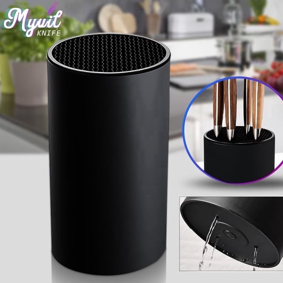 MYVIT Knife Holder Universal Block without Knives for 12-Piece Knives,Compact Round Countertop Empty Knife Storage Organizer