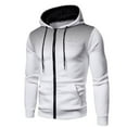 thumbnail image 2 of Huowey Sweatshirt For Men Full Zip Casual Hoodie Slim Fit Long Sleeve Sport Sweatshirt Large Size With Pocket Coats,White,Xl, 2 of 6