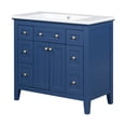 thumbnail image 2 of 36" Bathroom Vanity with Sink Combo, Modern Bathroom Storage Cabinet with 6 Drawers & 2 Cabinets, Solid Wood Frame Vanity Set, Freestanding Bathroom Vanity, 2 of 9