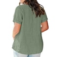 thumbnail image 7 of Babcutegg Womens Cotton Linen Shirts Summer Light Breathable Loose Fit Crew Neck Basic Tops Summer Spring Tee for Women Green Size M, 7 of 7