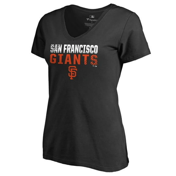 Women's Black San Francisco Giants Fade Out V-Neck T-Shirt