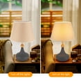 thumbnail image 5 of 7.08inch Modern Table Lamps Simple Grey for Living Room Bedroom Wood Cloth Light, 5 of 15