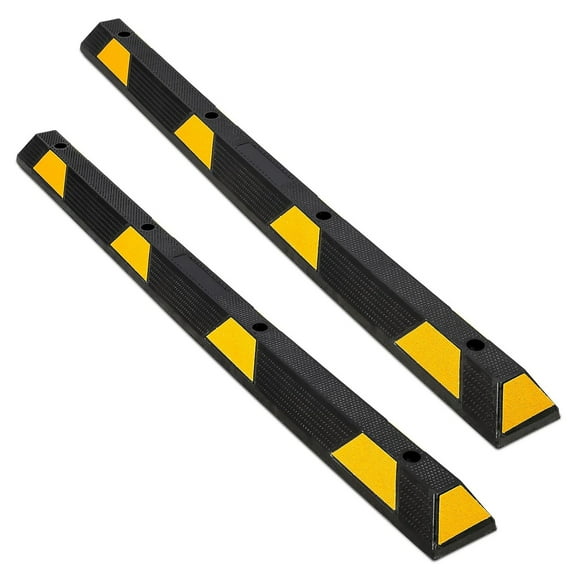 Telyswee 2Pack 72" Heavy Duty Rubber Parking Curb with Yellow Reflective Tape, 6' Rubber Curb Garage Vehicle Floor Stopper Heavy Duty for Parking Safety