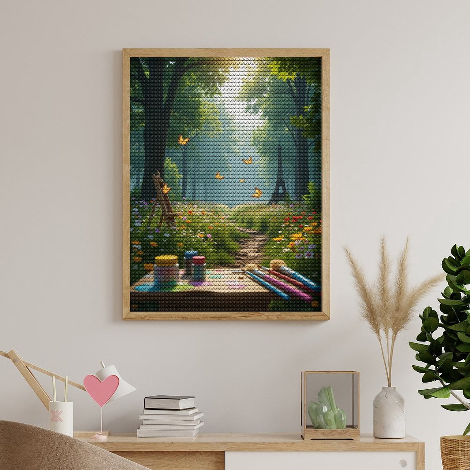Diamond Art Kits for Adults - Canvas Butterflies Forest Path 5d Diamond Painting for Adults, Diamond Art for Adults Beginners, Frameless Diamond Painting Kits for Adults for Home Wall Decor