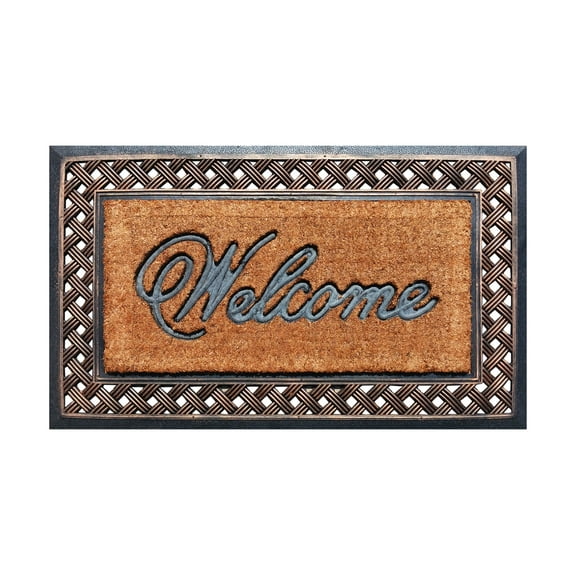 A1 Home Collections Natural Coir & Rubber Door Mat, 38x23 Doormats for Indoor Outdoor Entrymat