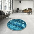 thumbnail image 3 of Ahgly Company Indoor Square Patterned Deep Sky Blue Area Rugs, 6' Square, 3 of 6