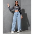thumbnail image 5 of Women Straight Leg Jeans High Waisted Stretchy Wide Leg Boyfriend Jeans Denim Pants Light Blue XS, 5 of 10