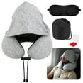 thumbnail image 1 of Almohada de Cuello de Viaje con Capucha para Avión, Lavable, Espuma Viscoelástica, Gris, 1 of 7
