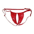 thumbnail image 4 of Elainilye Fashion Bikini Underwear for Women Sexy Thong Panties Sexy Lacy Underpants with Buttons for Controlling Length,Red, 4 of 9