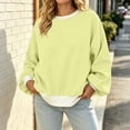 thumbnail image 6 of NominalSnug Womens Oversized Sweatshirts Crewneck Long Sleeve Pullover 2026 Cute Color Block Casual Fleece Tops, 6 of 8
