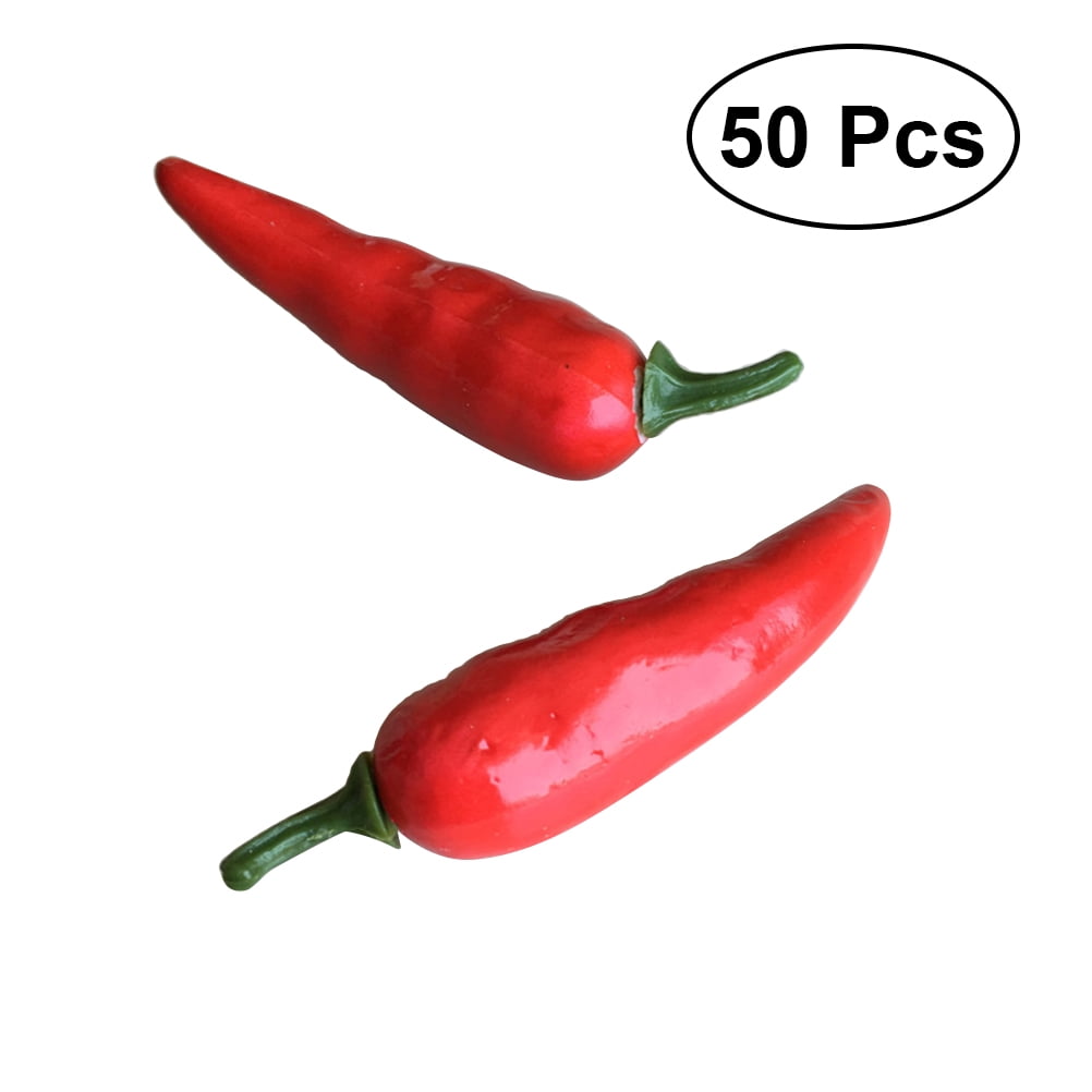 50pcs Simulation Artificial Lifelike Chili Fake Pepper Vegetable Mini Fake Vegetable for Home Kitchen Decoration