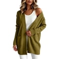 thumbnail image 3 of Otvok Women Soft Open Front Knit Cardigan, Drop Shoulder Long Sleeve Mid Length Loose Sweater Coat with Side Pockets, 3 of 7