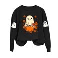 thumbnail image 4 of Byworldtasic Halloween Spooky Season Shirt for Women Cute Ghost Long-Sleeve Pullover Tops Lightweight Sweatshirt, 4 of 8
