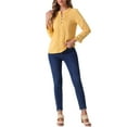 thumbnail image 2 of INSPIRE CHIC Women's Boho Half Button Placket Long Sleeve Lace Crochet Blouses, 2 of 6