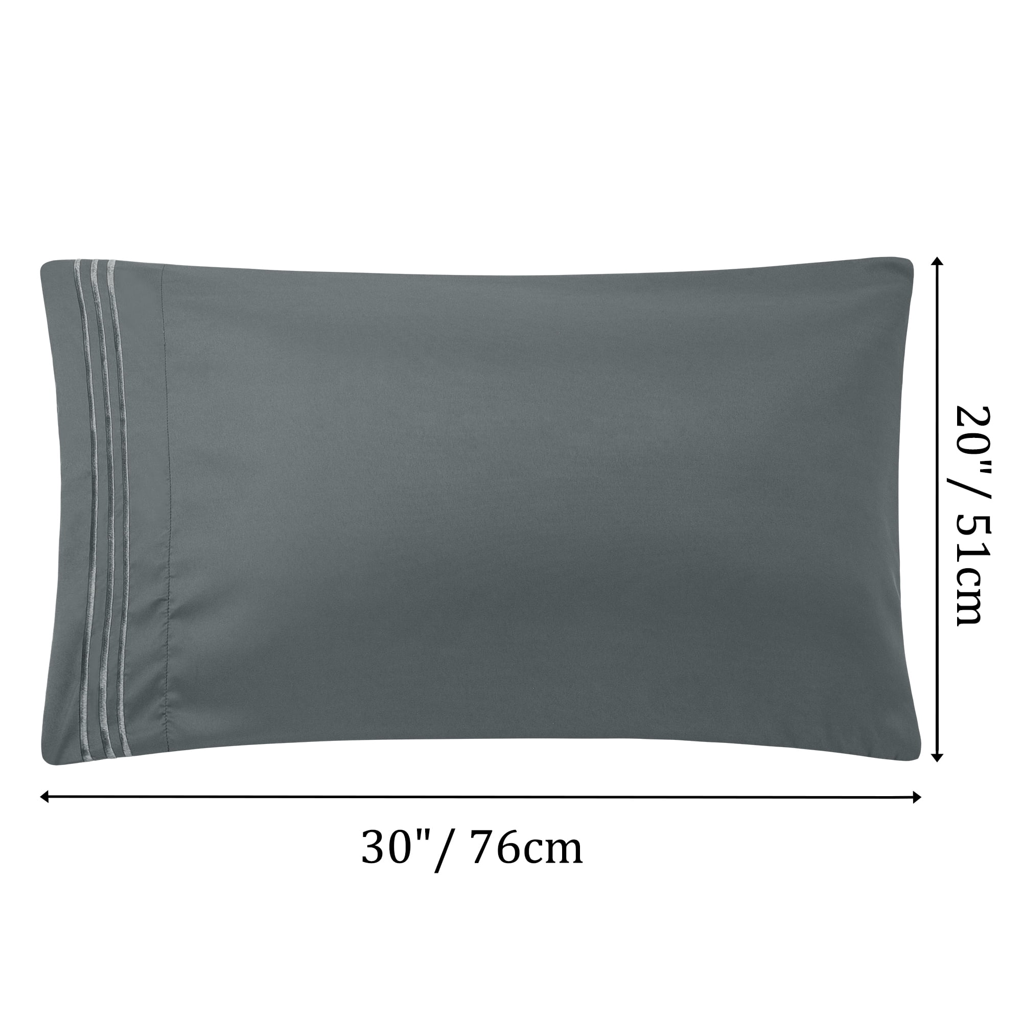 Unique Bargains Polyester Microfiber Soft With Zipper Pillowcases 2 Pcs Dark Gray Queen