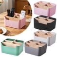 thumbnail image 7 of JHyouerji 5 Grid Plastic Wood Desktop Storage Box 8x6x4 Inch,Black Waterproof Cosmetic Remote Control Organizer Basket for Coffee Table Bedroom Bathroom Office Storage, 7 of 7