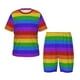 thumbnail image 1 of Balery Colorful Glitter Rainbow Conjunto de Pijama Infantil de Manga Corta con Estampado – Ropa de Dormir de Algodón Suave-Small, 1 of 6