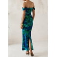 thumbnail image 2 of Vestido largo PRETTYGARDEN para mujer, ajustado fruncido, verde y floral, 2 of 9