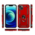 thumbnail image 2 of Compatible with iPhone 13 Case,with 360 Ring Holder Kickstand Card case, Armor Military Grade Protection Hybrid Silicone TPU PC Rugged Case, Magnetic with Car Mount Phone Cover,Red, 2 of 8