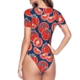 thumbnail image 4 of Naloa Hand Drawn Tomatoes Women's Short-Sleeved Onesie, One-Piece Swimsuit for Parties, dates, clubs - Medium, 4 of 9