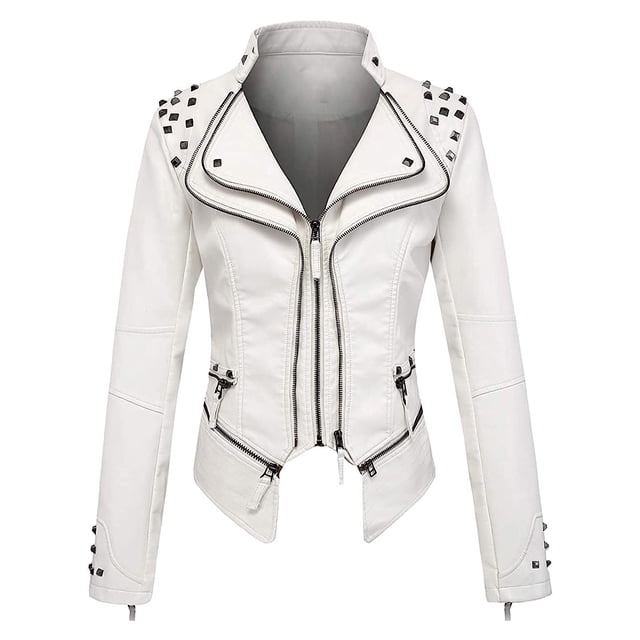 LOVZFMLL Vestes pour Femmes en Cuir à Manches Longues Veste Courte à Revers Veste Veste