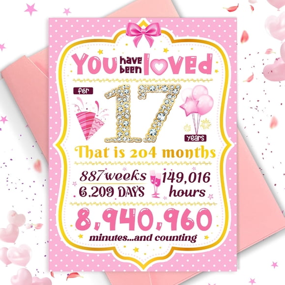 Tarjeta de Cumpleaños TSVATE para Chica de 17 Años Rosa Oro Rosa