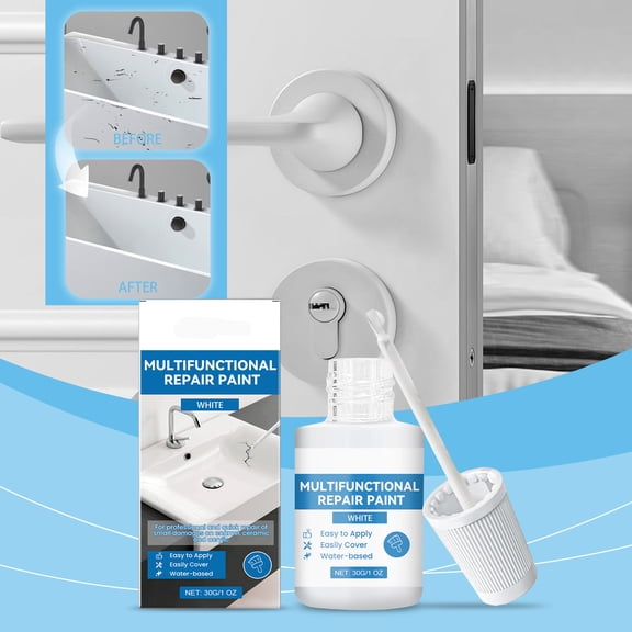 Zeyigg Multi Surface Repair Paint (8 fl oz), Covers Scratches Scuffs & Stains on Wall Bathroom Kitchen Furniture, Quick Dry, Easy Apply,White