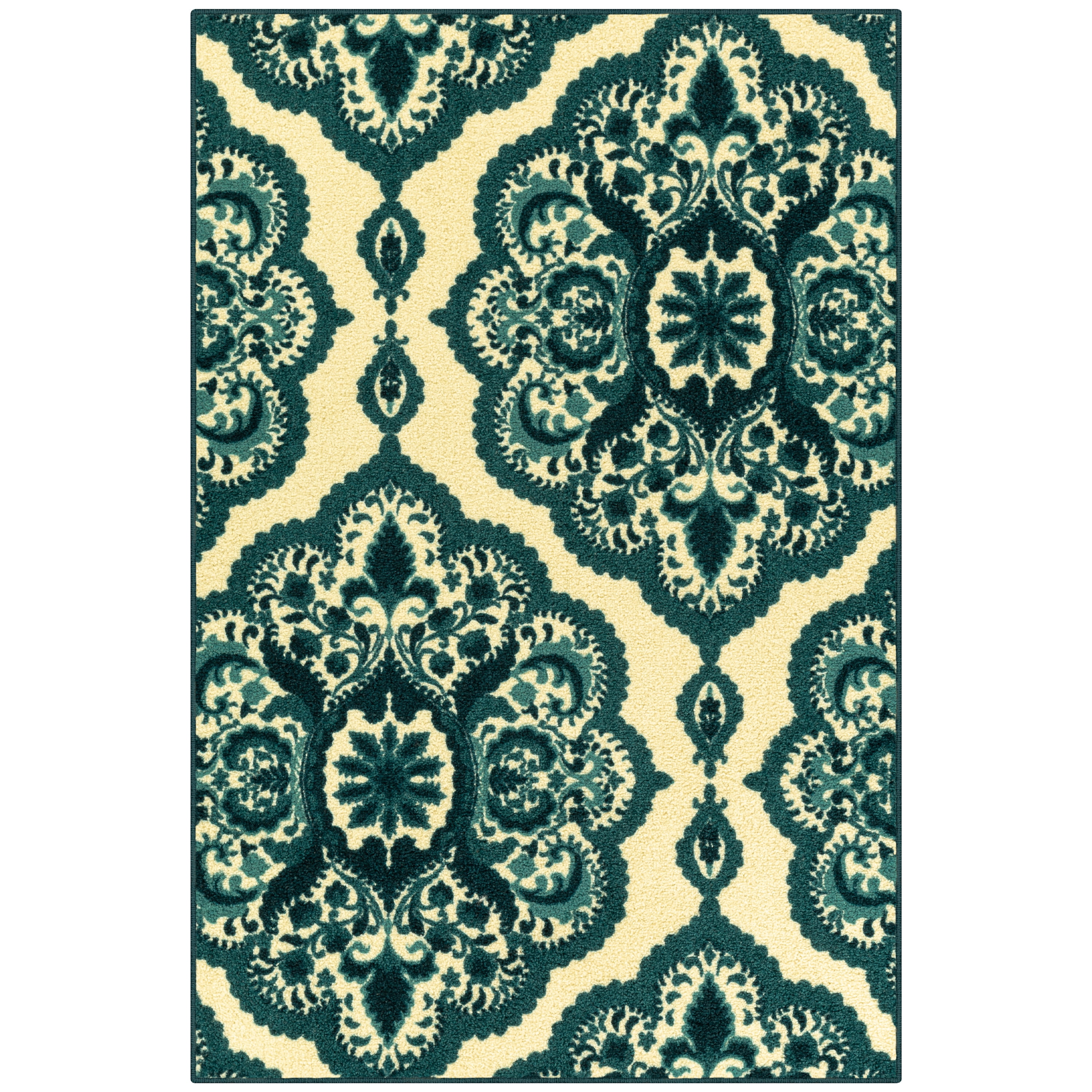 Mainstays Traditional Roxanne Medallion Teal Blue Print Area Rug, 3'4